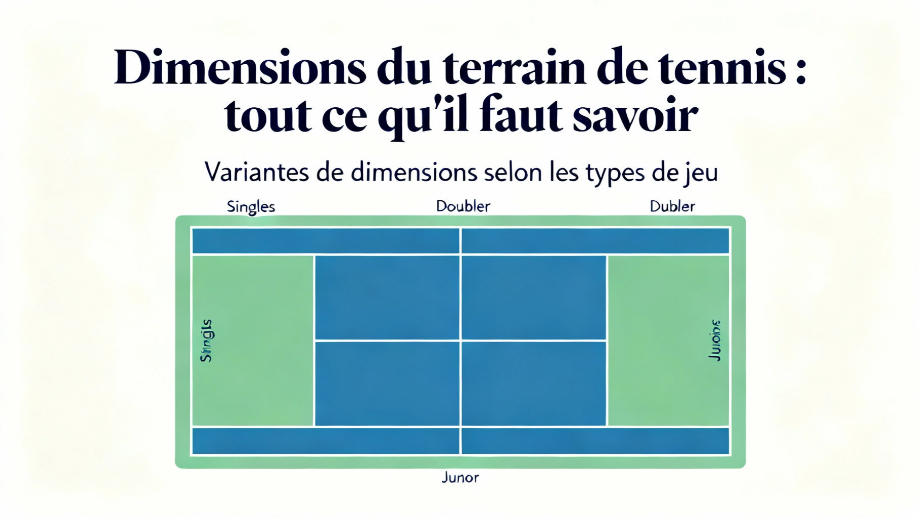 Dimensions du terrain de tennis : tout ce qu'il faut savoir 1 Variantes de dimensions selon les types de jeu