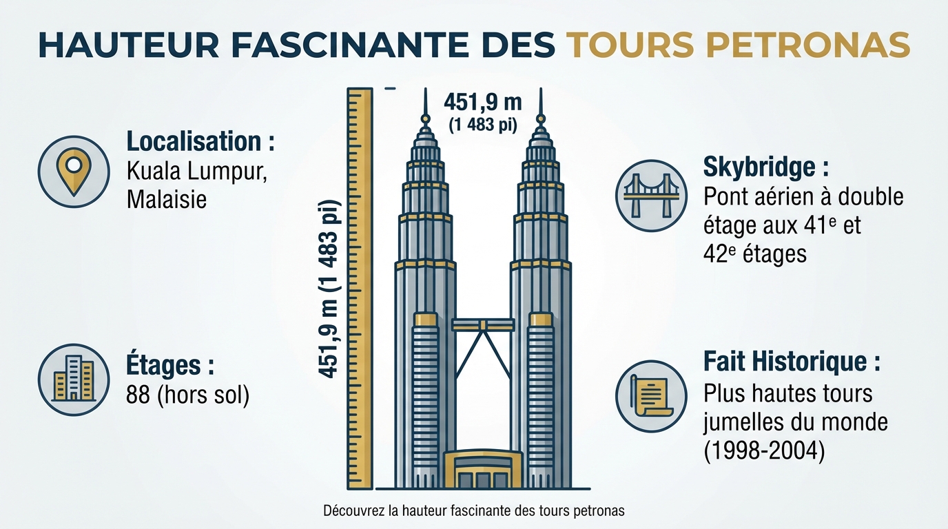 Découvrez la hauteur fascinante des tours petronas 1 Hauteur et architecture des tours
