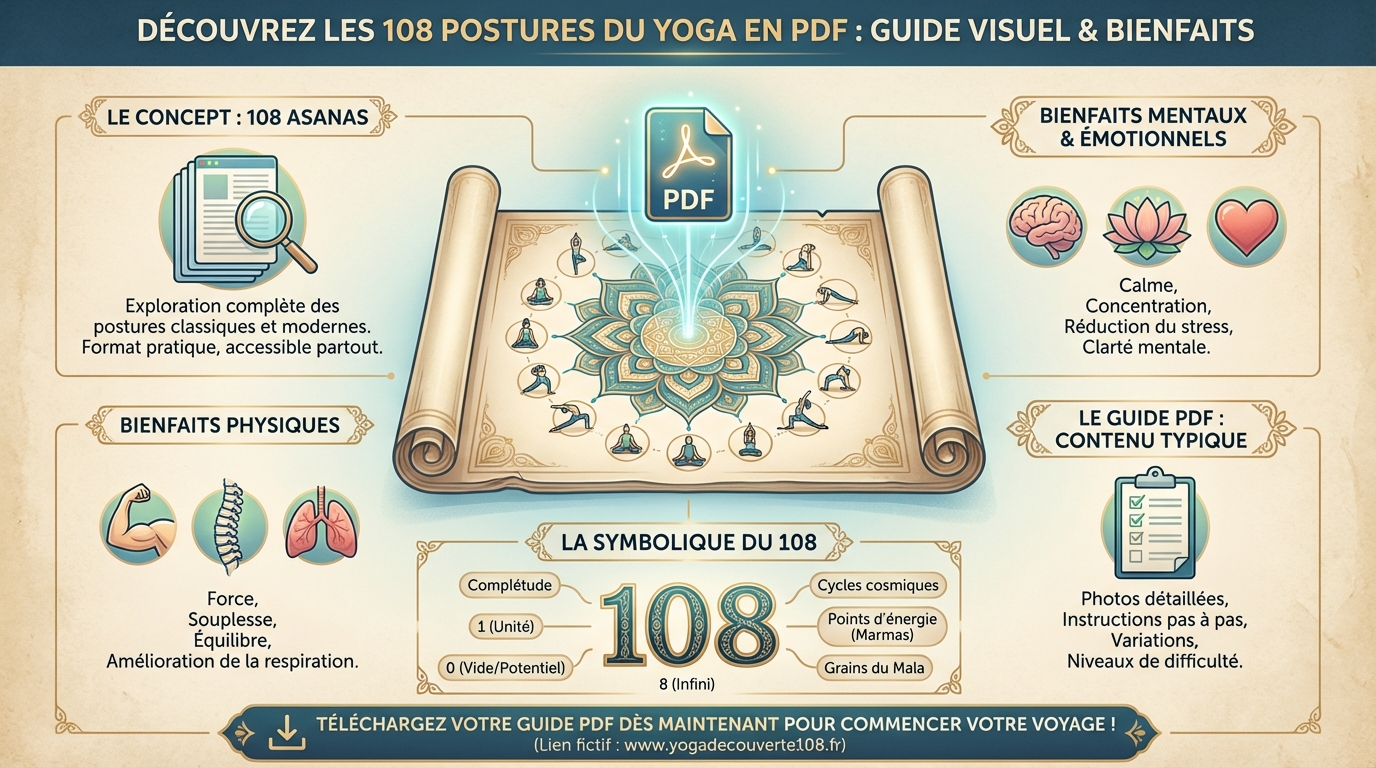 Découvrez les 108 postures du yoga en PDF 1 Téléchargement du PDF des 108 postures